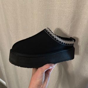 Black platform clog slippers